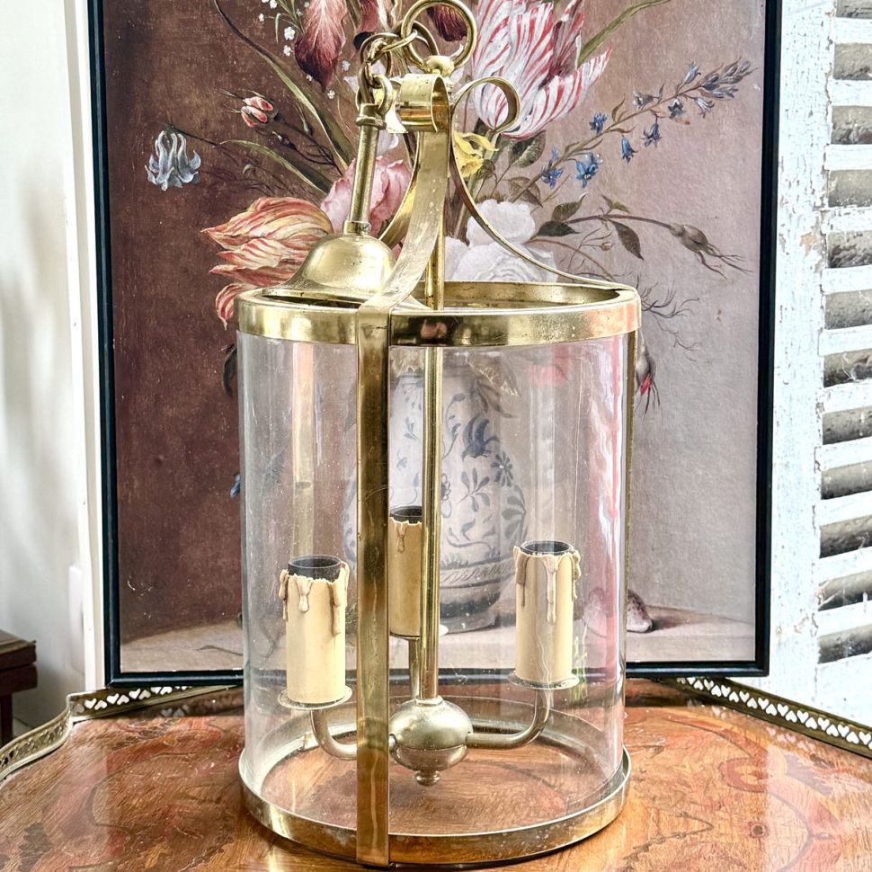 Люстра на три лампы 55 см Франция латунь 