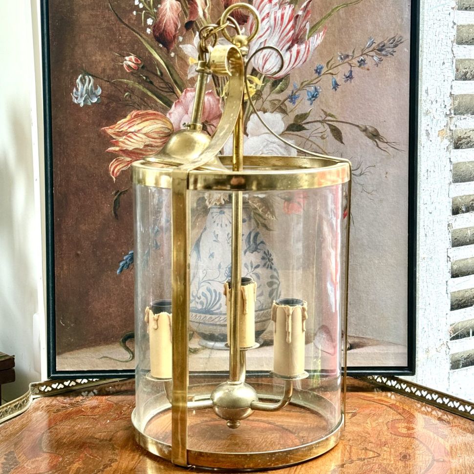 Люстра на три лампы 55 см Франция латунь 