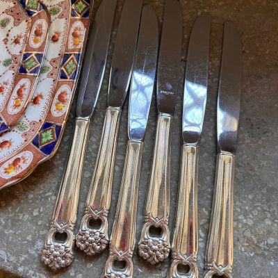 Нож столовый 24 см набор 6 предметов серебрение