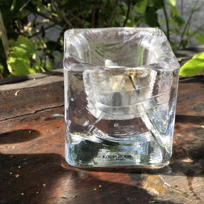 Подсвечник для греющей свечи Куб хрусталь Швеция