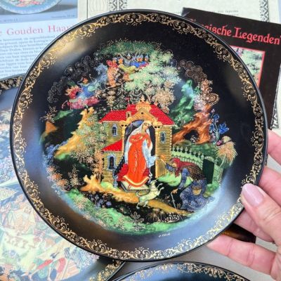 Предзаказ Тарелка Палех Русские сказки Сказка о мертвой царевне и 7 богатырях 20 см 1990 г Bradex