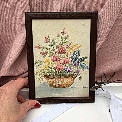 Акварель Букет в деревянной раме