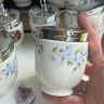 Кодлер на 2 яйца Crown Staffordshire Цветы голубые фарфор Англия