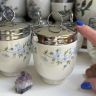 Кодлер на 2 яйца Crown Staffordshire Цветы голубые фарфор Англия