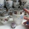 Кодлер на 2 яйца Crown Staffordshire Цветы голубые фарфор Англия