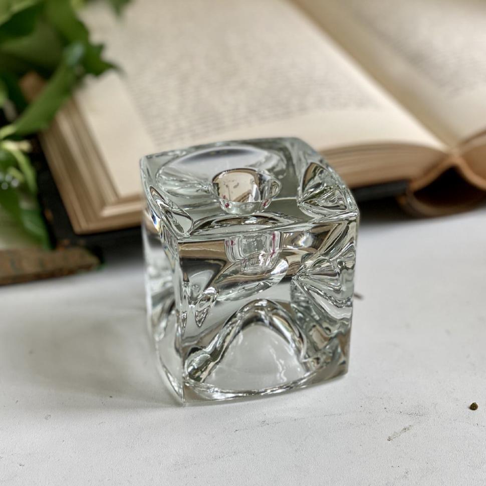 Подсвечник Куб малый 7 см со сферическими гранями Богемия