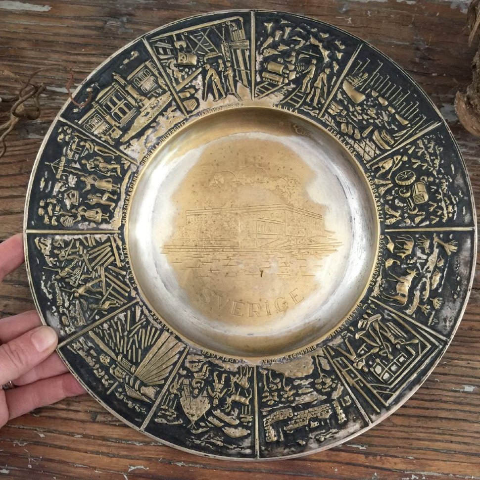 Блюдо панно с подвесом SVERIGE серебрение по латуни