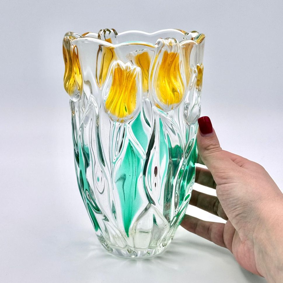 Ваза Walther Glas Тюльпаны 20 см хрусталь Германия