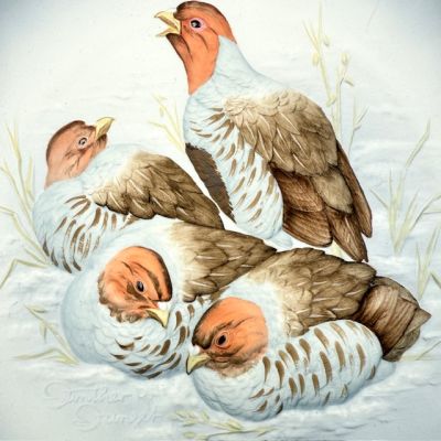 Тарелка панно Hutchenreuther Куропатки 26 см фарфор Германия 1974 г.