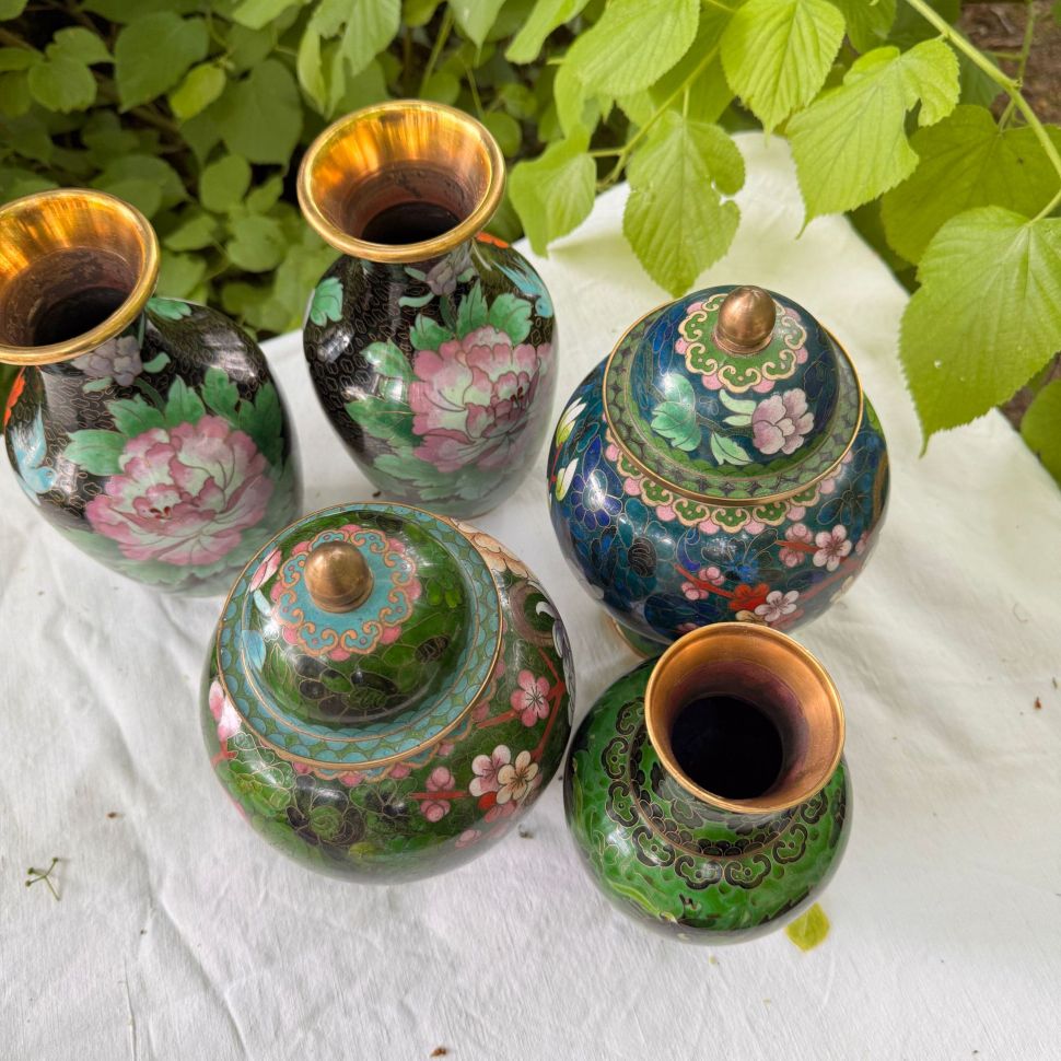 Ваза клуазоне Дракон 20 см латунь эмаль