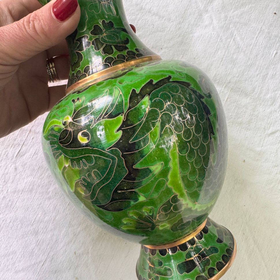 Ваза клуазоне Дракон 20 см латунь эмаль