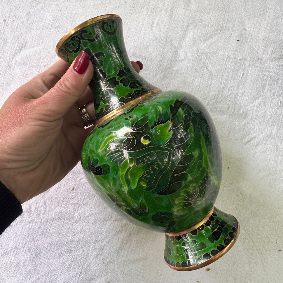 Ваза клуазоне Дракон 20 см латунь эмаль