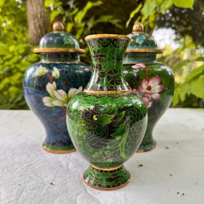 Ваза клуазоне Дракон 20 см латунь эмаль