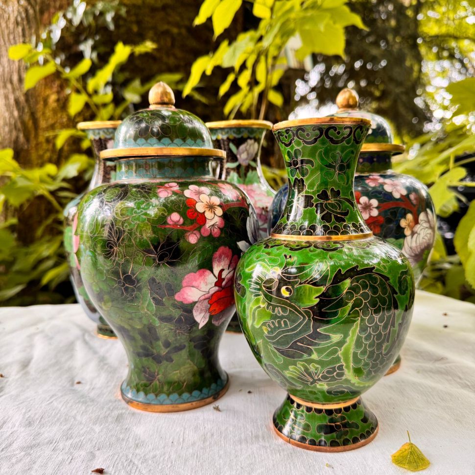 Ваза клуазоне Дракон 20 см латунь эмаль