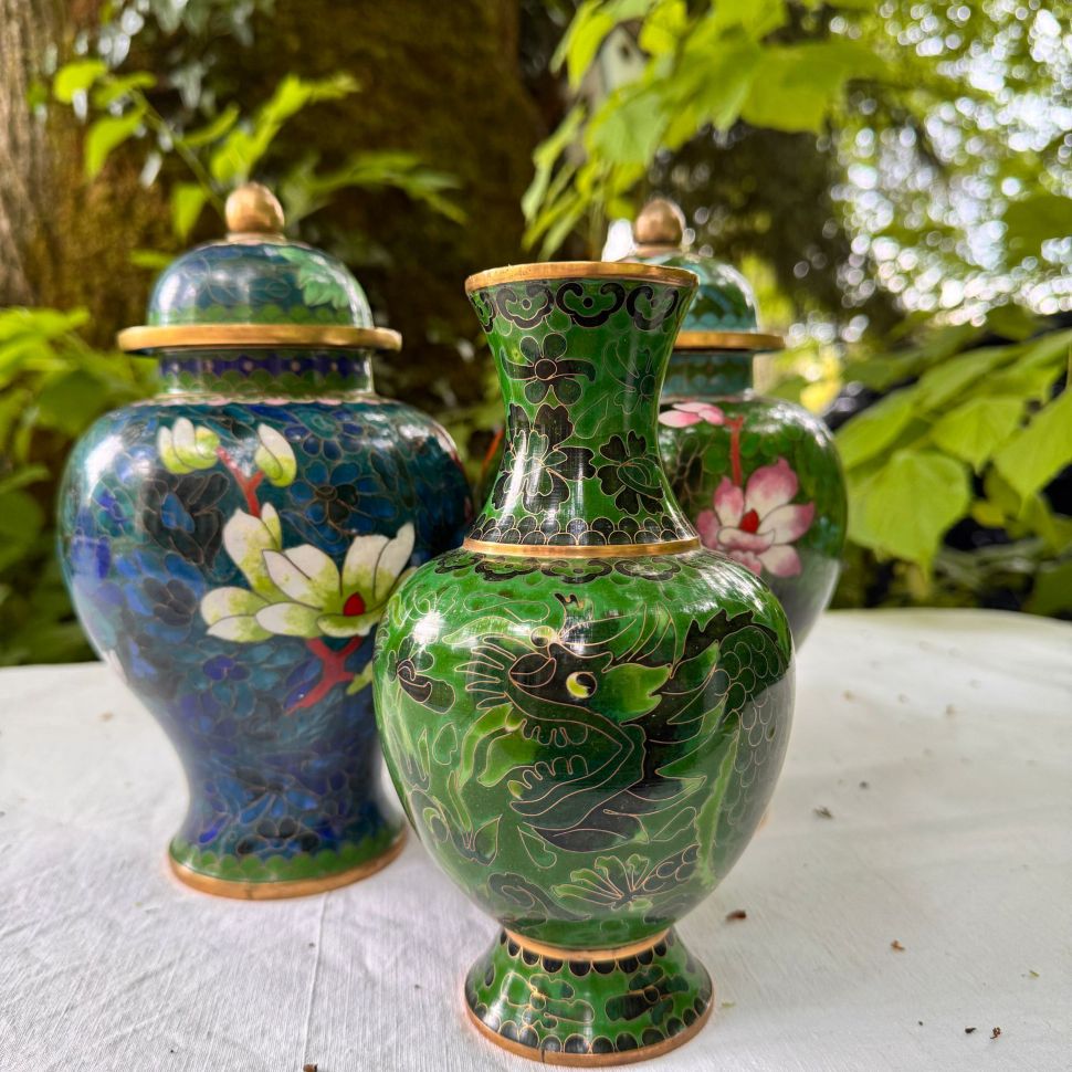 Ваза клуазоне Дракон 20 см латунь эмаль