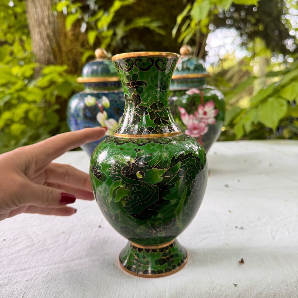 Ваза клуазоне Дракон 20 см латунь эмаль