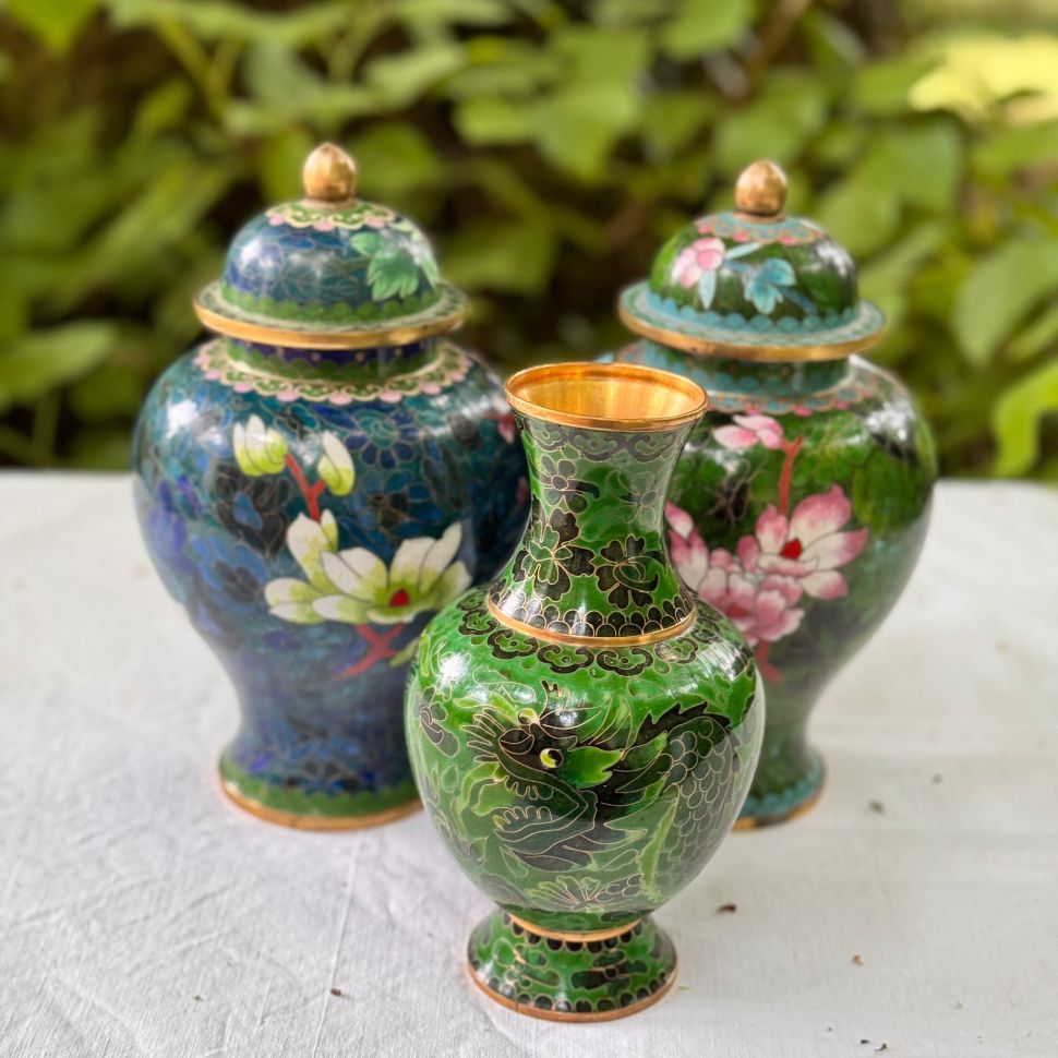 Ваза клуазоне Дракон 20 см латунь эмаль