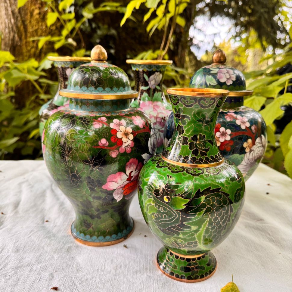 Ваза клуазоне Дракон 20 см латунь эмаль