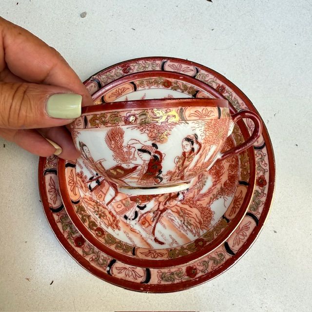 Чайное трио Гейши за столом терракот 160 мл фарфор Япония