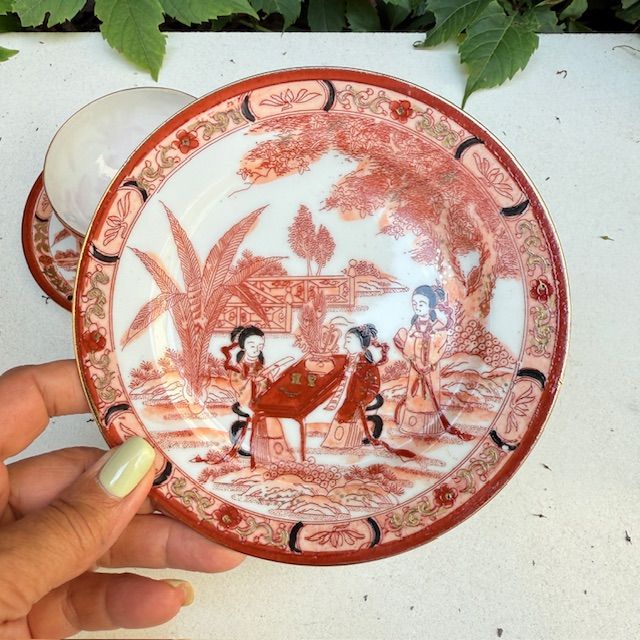 Чайное трио Гейши за столом терракот 160 мл фарфор Япония