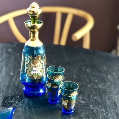 Графин и рюмка золотая роспись, набор 6 предметов