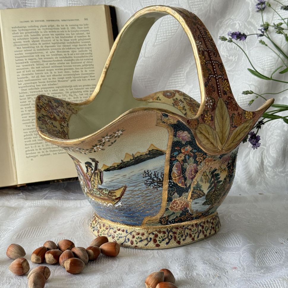 Фруктовница с ручкой Satsuma 31 см шинуазри керамика