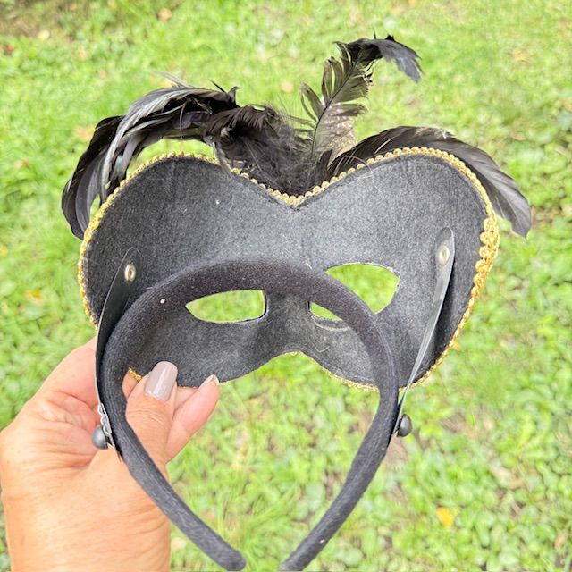 Маска венецианская Black перо 22 см 