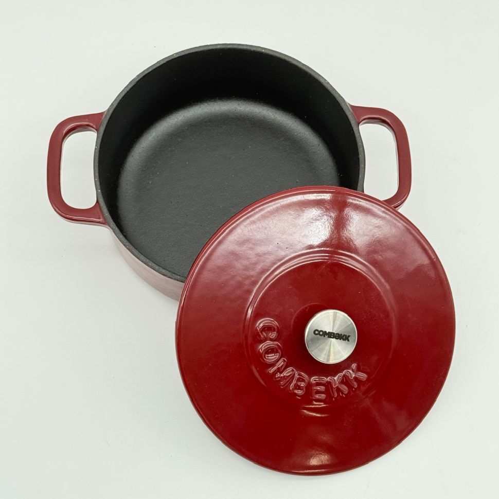 Кокотница с крышкой 16 см чугун эмаль