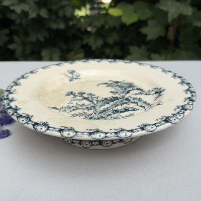 Блюдо фруктовница на ножке Gien Chardons 23 см фарфор Франция 