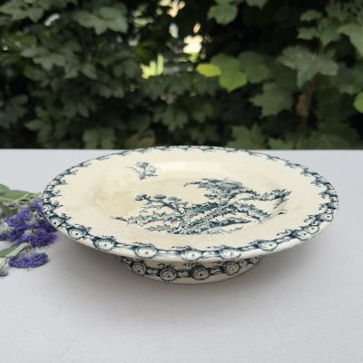 Блюдо фруктовница на ножке Gien Chardons 23 см фарфор Франция 