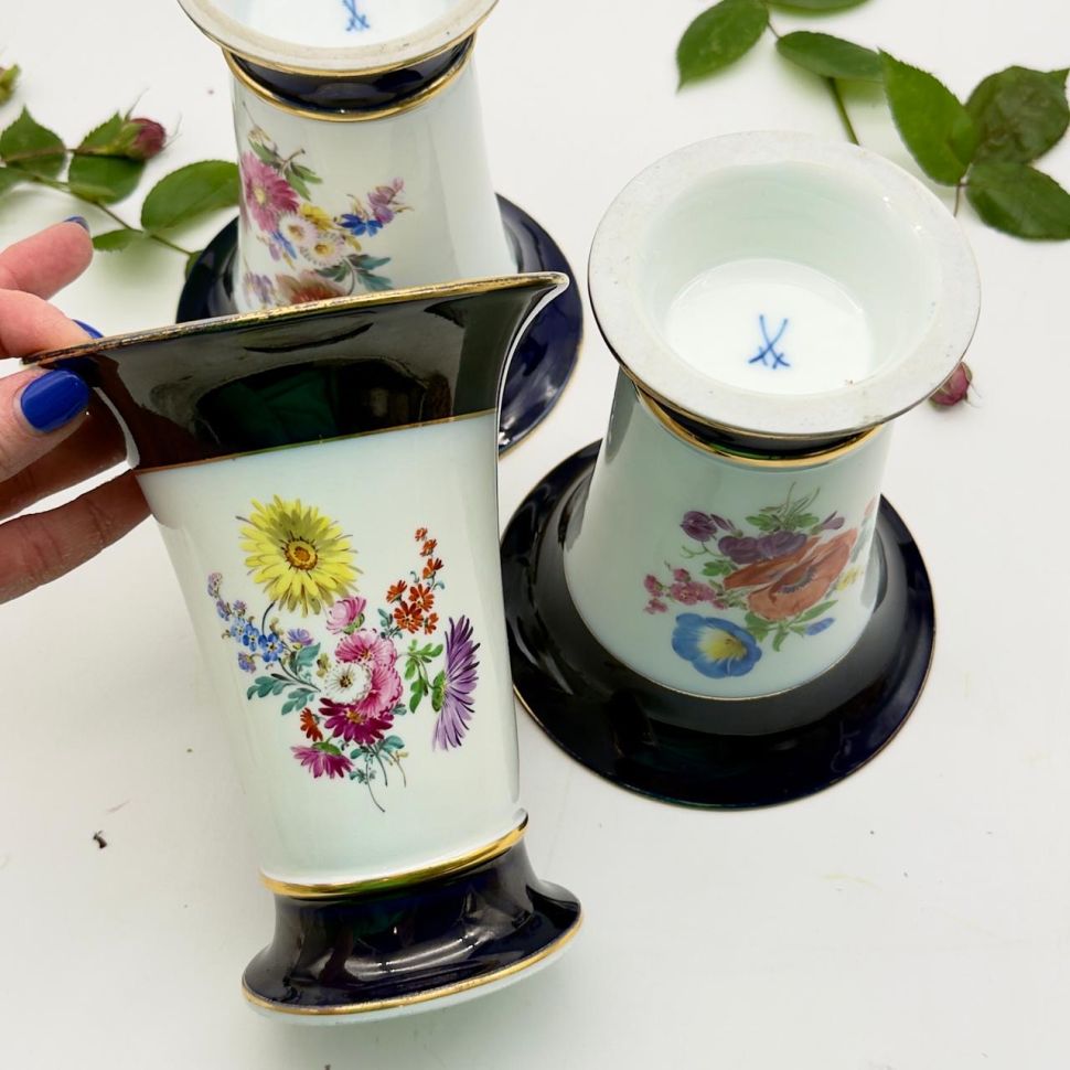 Ваза Meissen 16 см Мейсенский букет 1973 г Германия ручная роспись