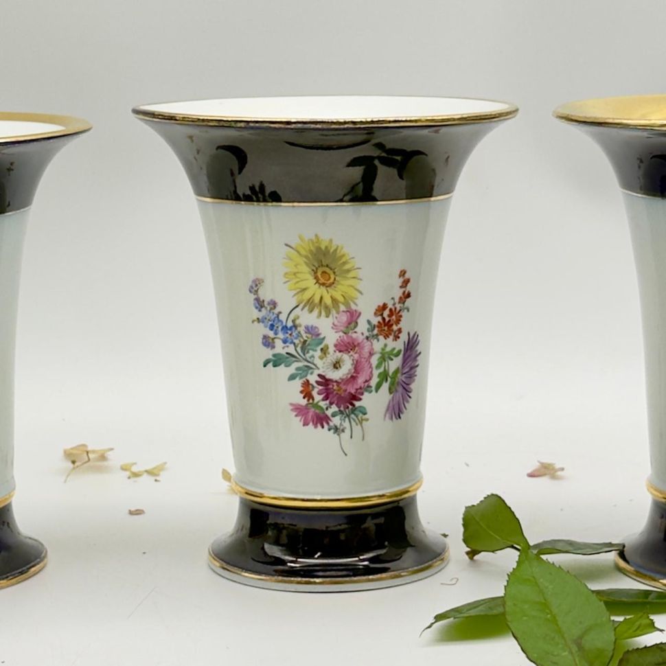 Ваза Meissen 16 см Мейсенский букет 1973 г Германия ручная роспись