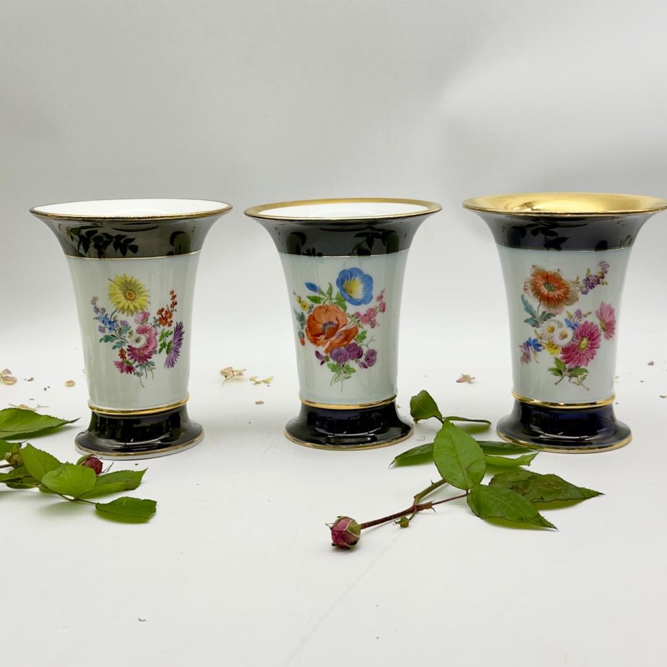 Ваза Meissen 16 см Мейсенский букет 1973 г Германия ручная роспись