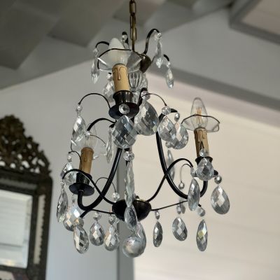 Люстра на 3 лампы бронза и хрусталь ручной огранки