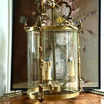 Люстра на три лампы 60 см Франция латунь 