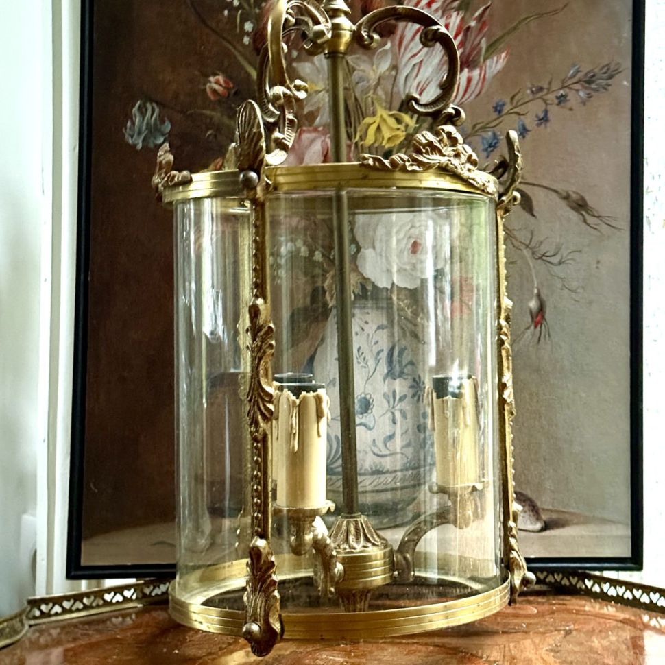 Люстра на три лампы 60 см Франция латунь 