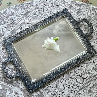 Поднос прямоугольный с ручками 49 см мельхиор Франция