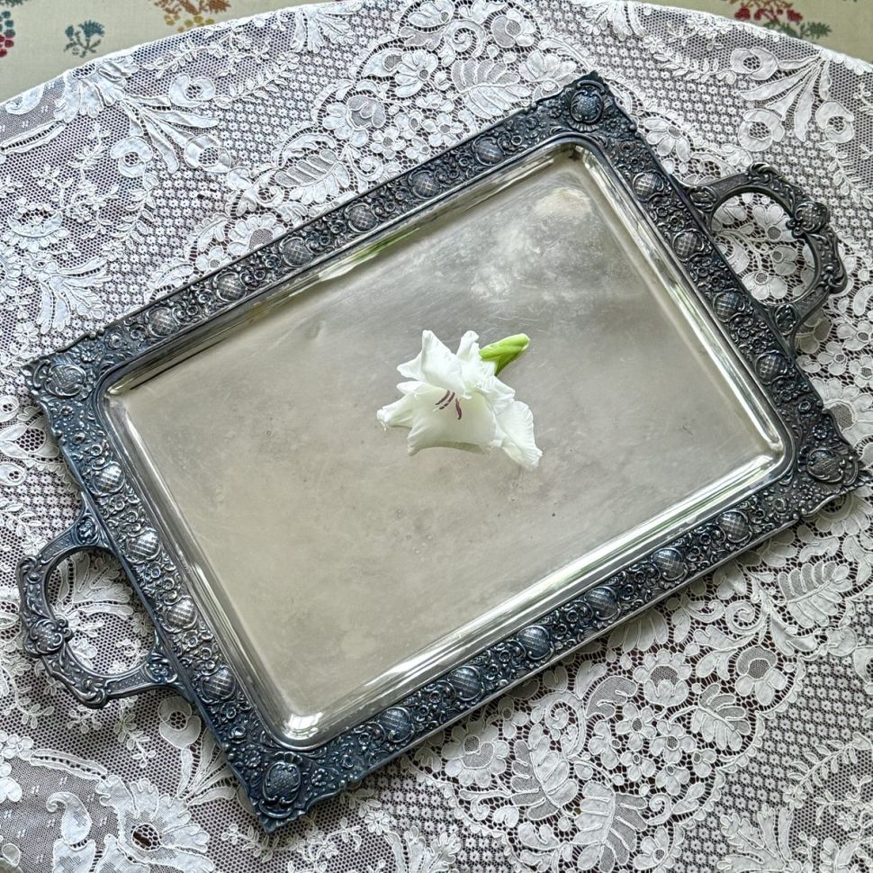 Поднос прямоугольный с ручками 49 см мельхиор Франция