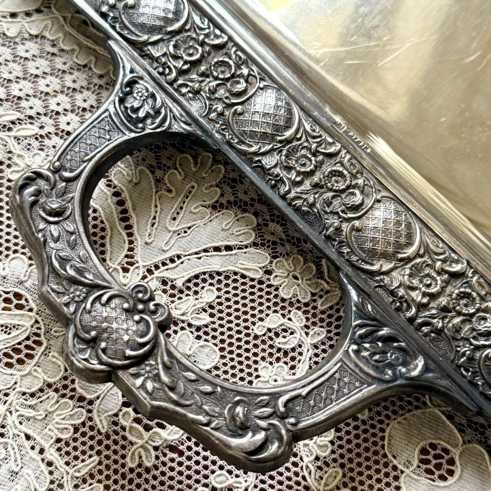 Поднос прямоугольный с ручками 49 см мельхиор Франция