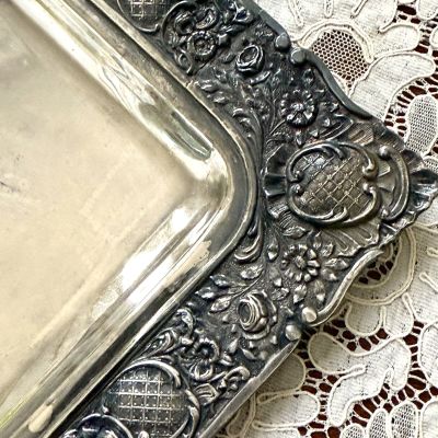 Поднос прямоугольный с ручками 49 см мельхиор Франция