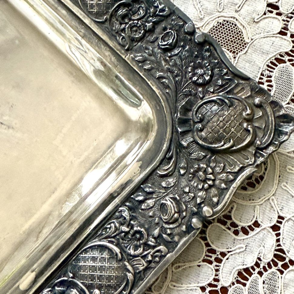 Поднос прямоугольный с ручками 49 см мельхиор Франция