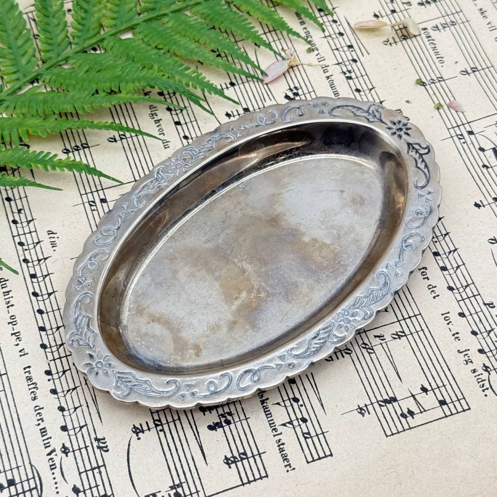 Поднос овальный 14 см мельхиор