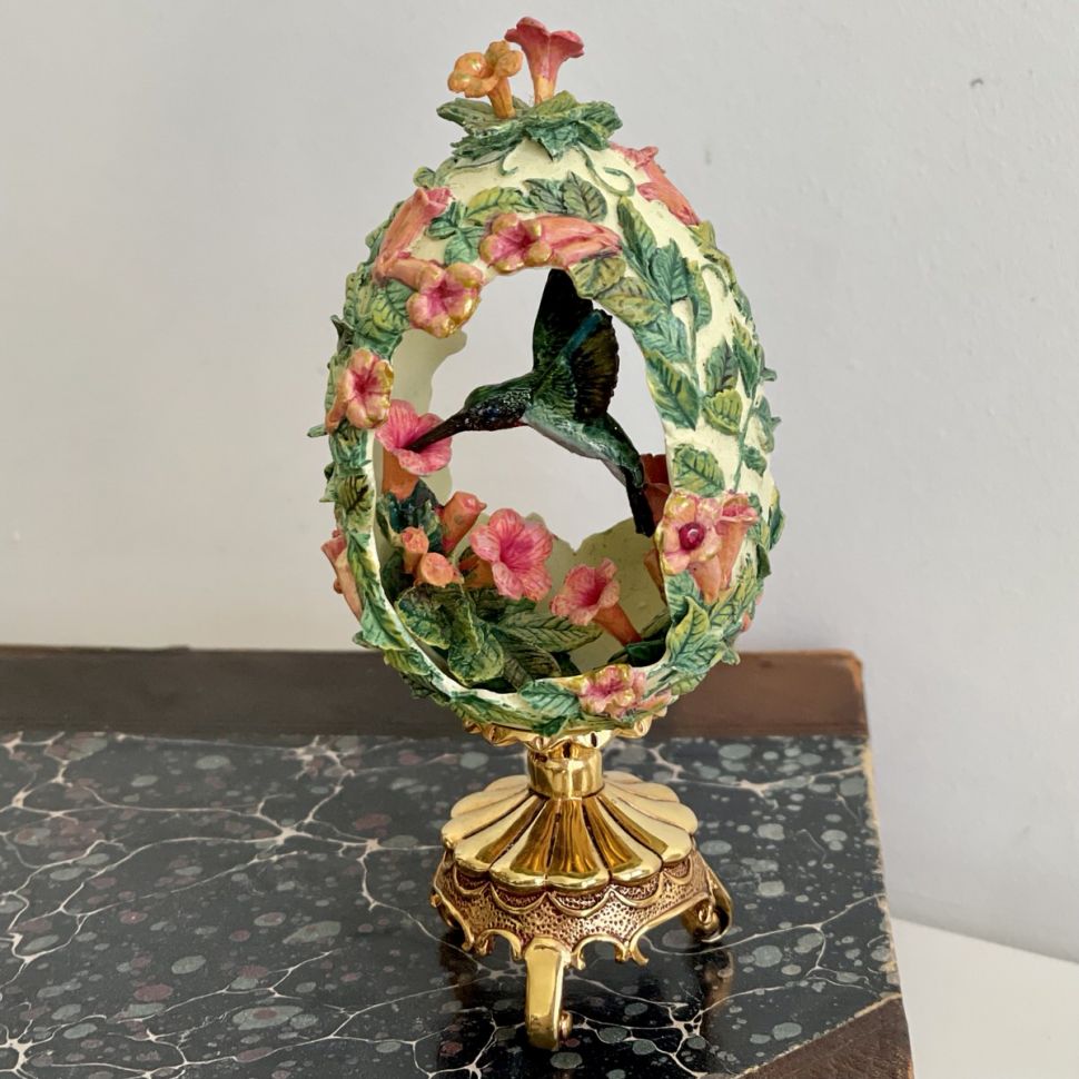 Яйцо Фаберже Колибри House of Faberge Franklin Mint кораллово-зеленое