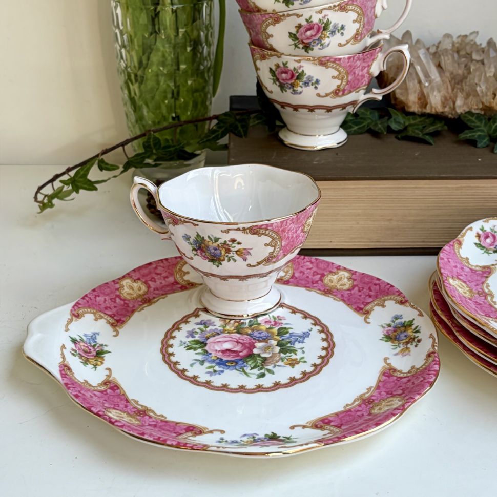 Чайная пара Royal Albert Lady Carlyle 200 мл Tennis plate  Англия 