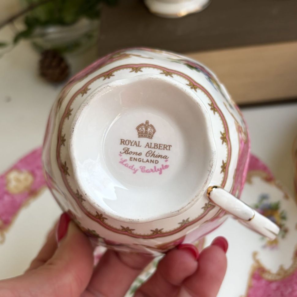 Чайная пара Royal Albert Lady Carlyle 200 мл Tennis plate  Англия 