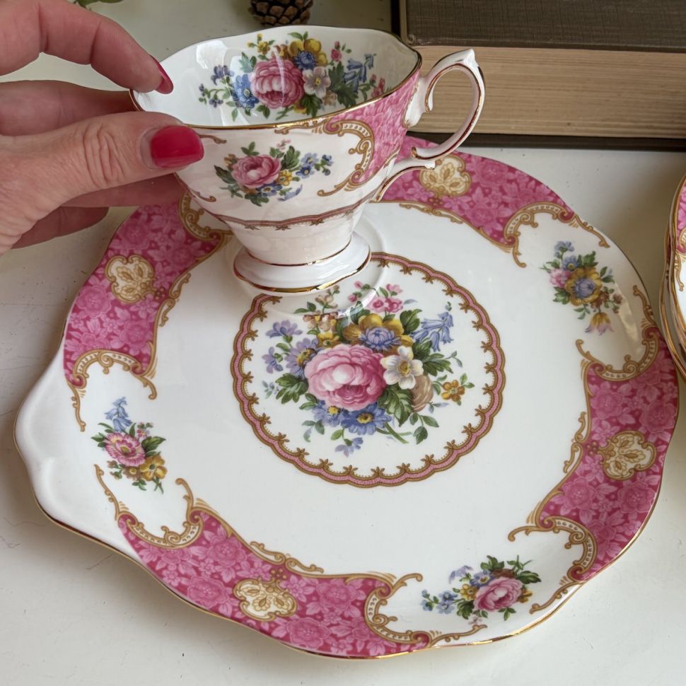 Чайная пара Royal Albert Lady Carlyle 200 мл Tennis plate  Англия 