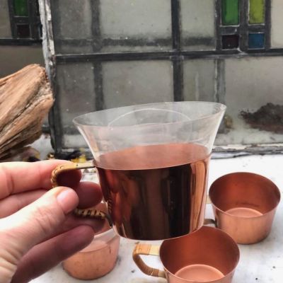 Стакан 200 мл стекло в подстаканнике медь (микроскол)