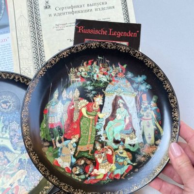 Предзаказ Тарелка Палех Русские сказки Сказка о золотом петушке 20 см 1990 г Bradex