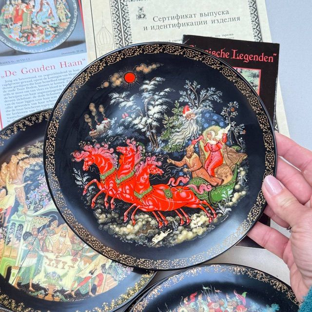Предзаказ Тарелка Палех Русские сказки Сказка о золотом петушке 20 см 1990 г Bradex