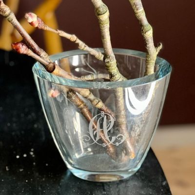 Ваза с оленями гравировка АС хрусталь 30е годы